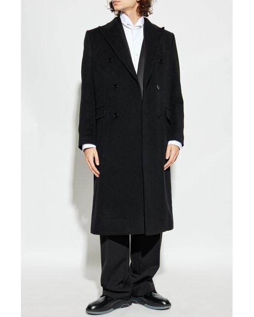 Dolce & Gabbana Black Wool Coat for men