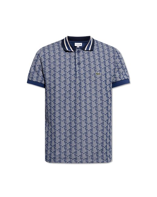 Lacoste Blue Polo Shirt With Monogram, for men