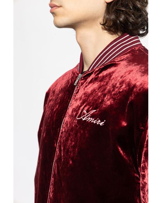 Amiri Red Velour 'Bomber' Jacket for men