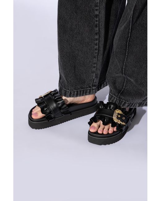 Versace Black Platform Slippers
