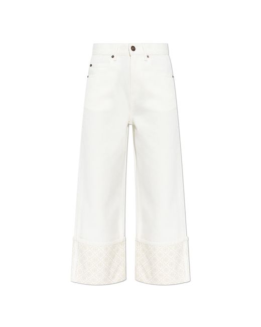 Tory Burch White Jeans With Rolled-Up Legs