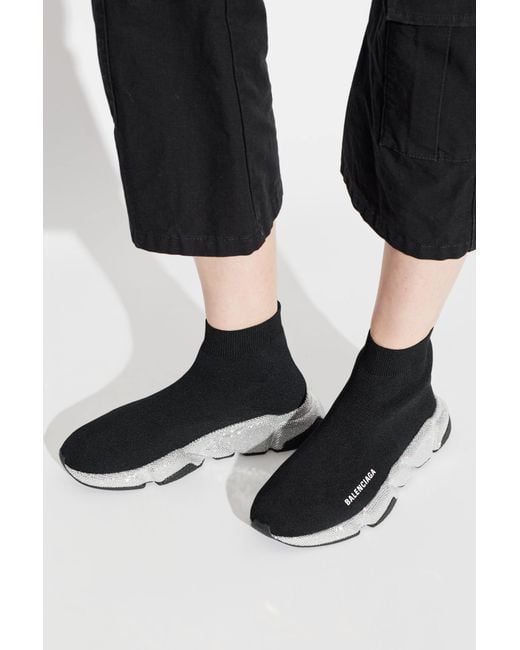 Balenciaga Black Sports Shoes With Sock 'Speed Lt'