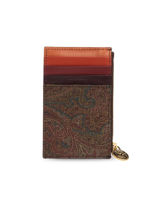 Etro Brown Card Holder With Logo
