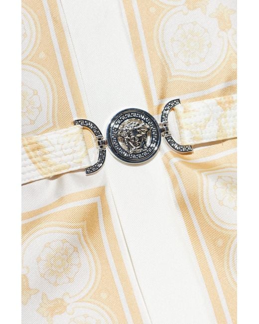 Versace White Silk Dress With A Belt