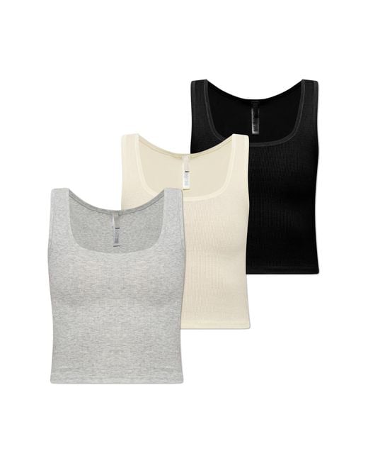 Skims Black Three-Pack Of Tops
