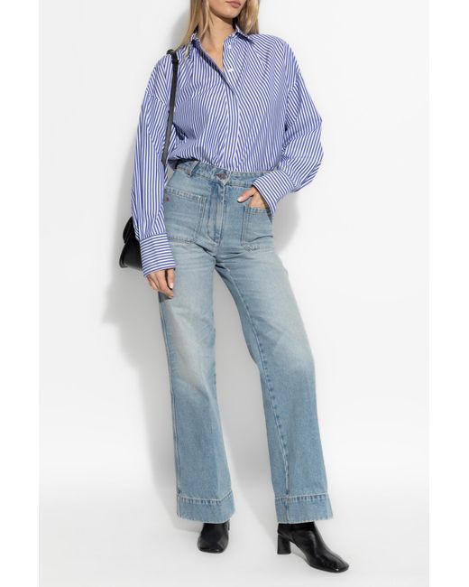 Victoria Beckham Blue Jeans With Logo,