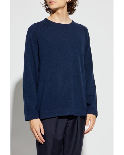 Officine Generale Blue Cashmere Sweater 'Nate' for men