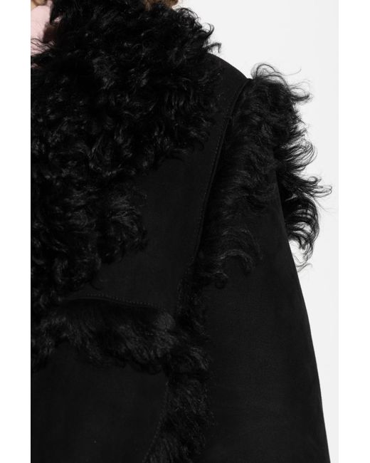 The Attico Black Shearling Coat Tied With A Belt