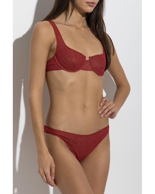 Oseree Red Two-Piece Swimsuit With Lurex Thread