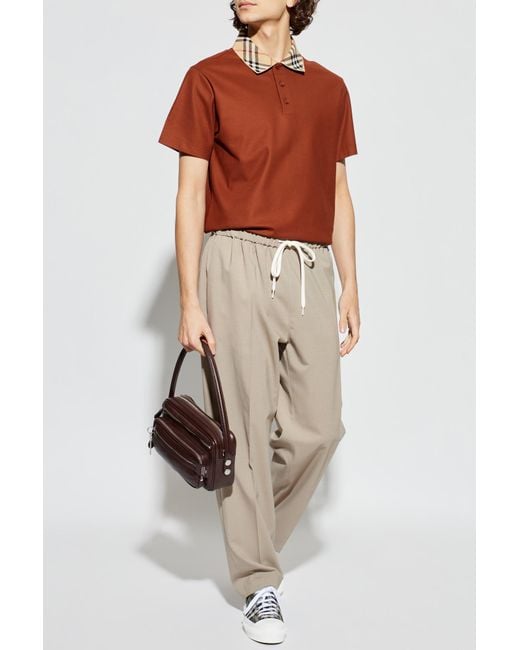 Burberry Orange Cotton Polo Shirt for men