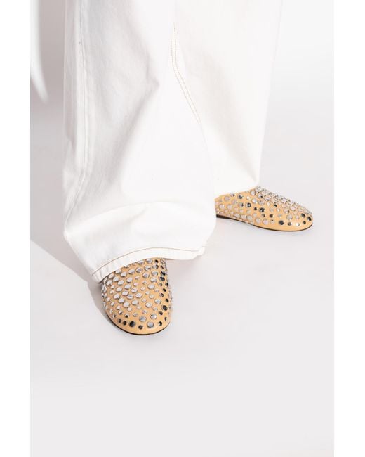 Tory Burch White Leather Slides With Studs