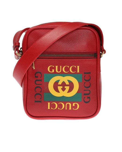 Gucci Red Print Messenger Bag for men