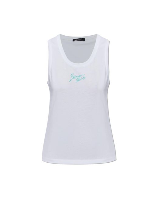 Balmain White Sleeveless Top