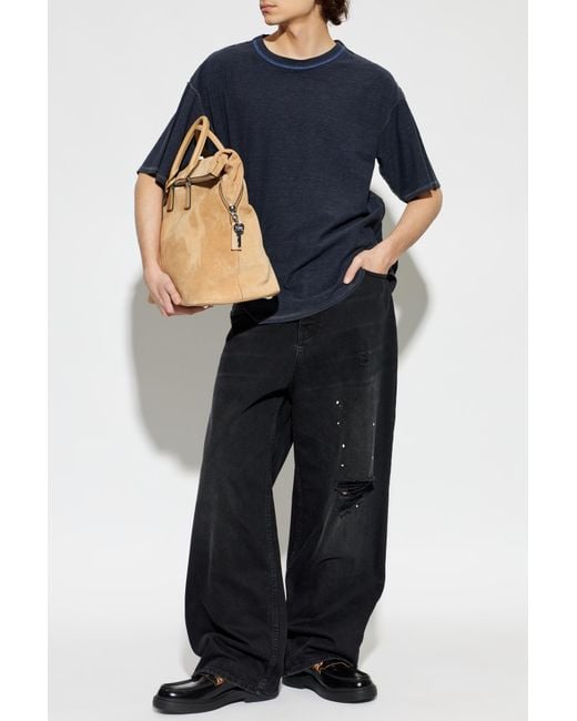 Maison Margiela Blue T-Shirt With A Crew Neck for men