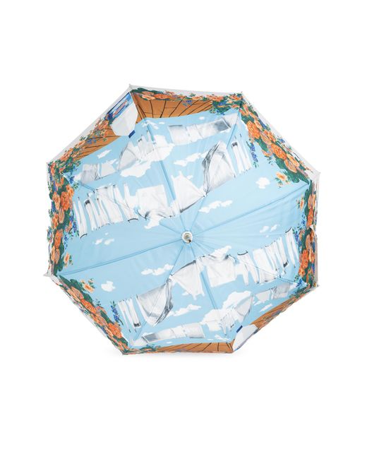 Moschino Blue Parasol With Print