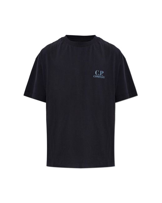 C P Company Black T-Shirt With Logo for men