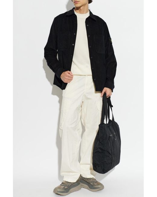 Stone Island White Wool Sweater for men
