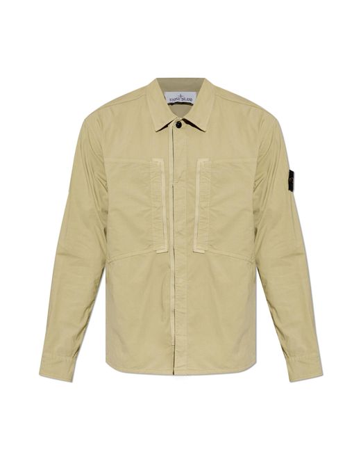 Stone Island Green Shirt With Logo Patch for men