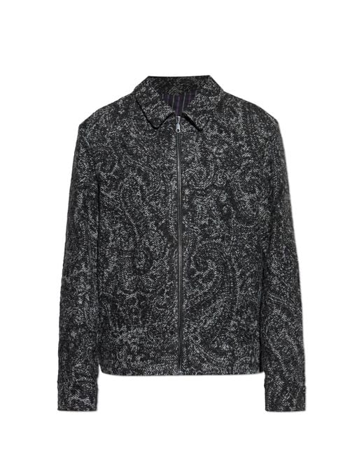 Etro Black Patterned Jacket With Collar for men