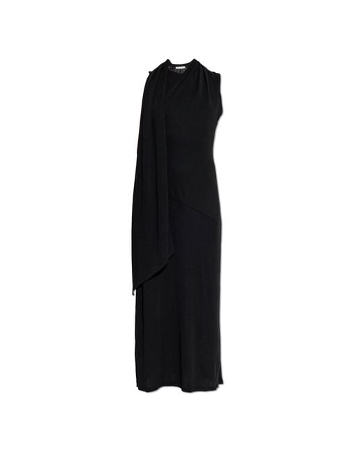 AMI Black Dress With A Decorative Pleat