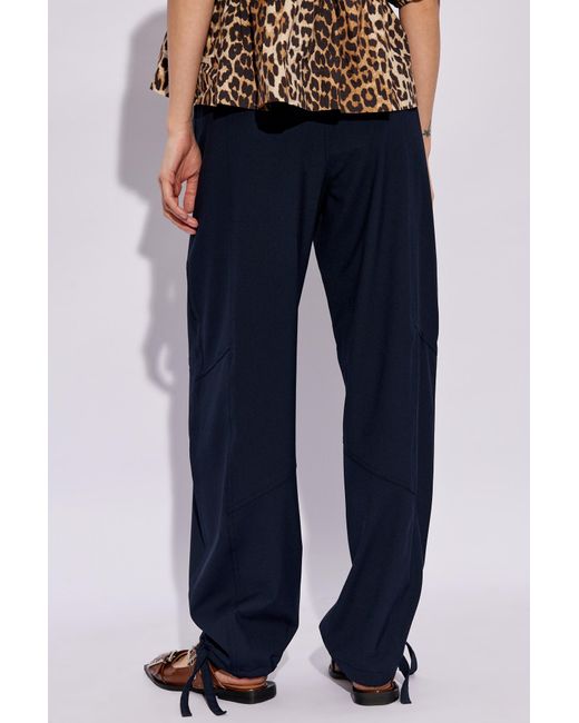 Ganni Blue Relaxed-fitting Trousers,