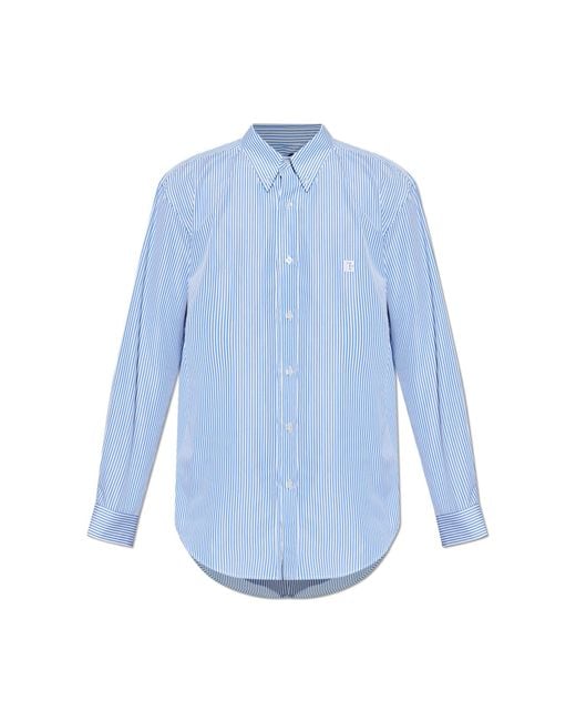 Balmain Blue Striped Pattern Shirt for men