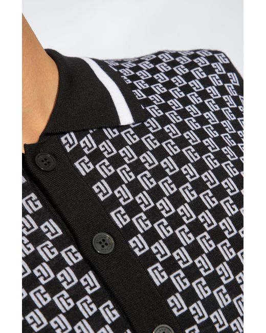 Balmain Black Polo Shirt With Monogram, for men