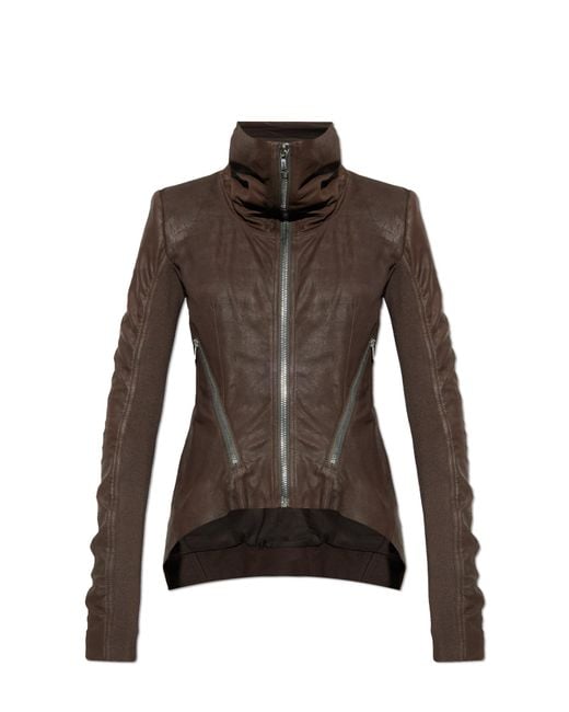 Rick Owens Brown Leather Jacket 'Naska'