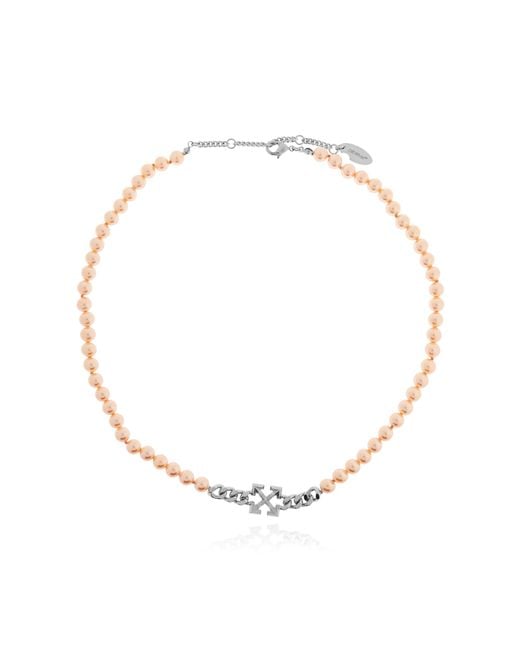 Off-White c/o Virgil Abloh White Short Necklace With Glass Pearls