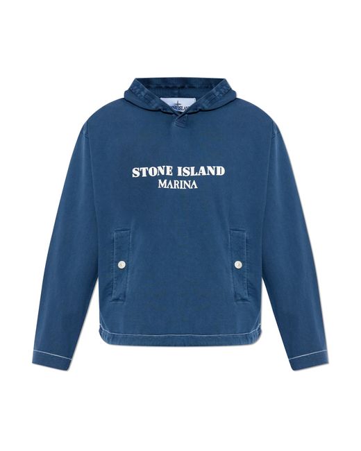 Stone Island Hooded Sweatshirt in Blue for Men | Lyst