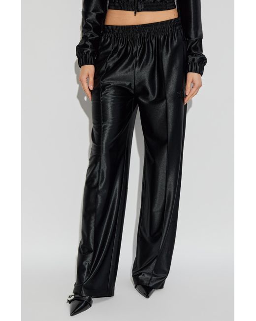 T By Alexander Wang Black Trousers With A Shimmering Finish
