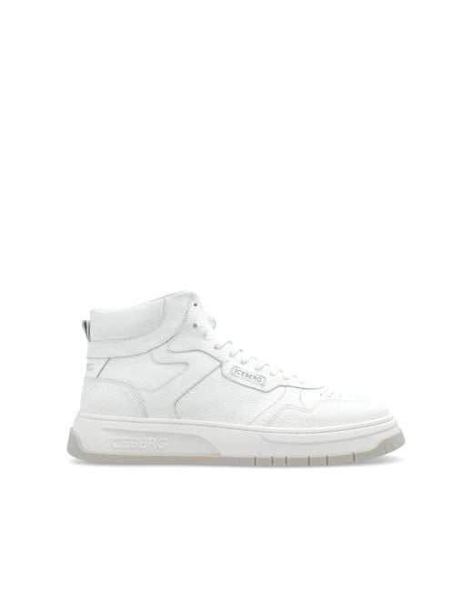 Iceberg White Ankle-High Sports Shoes ‘Clock’ for men