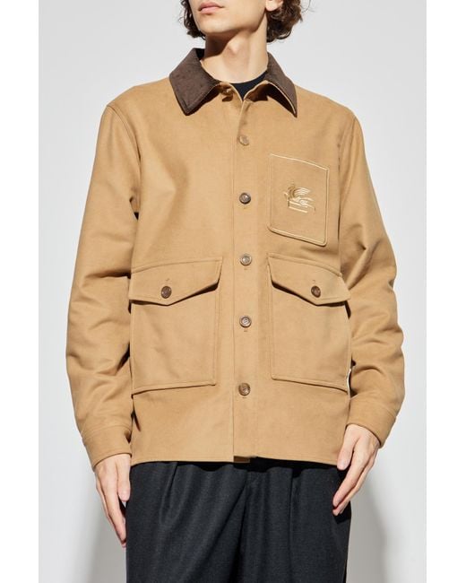Etro Blue Jacket With Logo for men