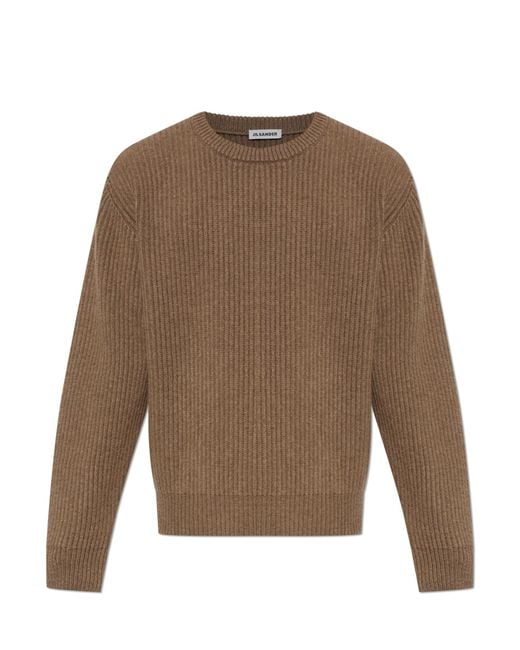 Jil Sander Natural Wool Sweater With V-Neck for men