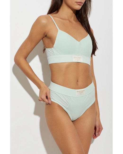 Palm Angels Blue Bra With Logo