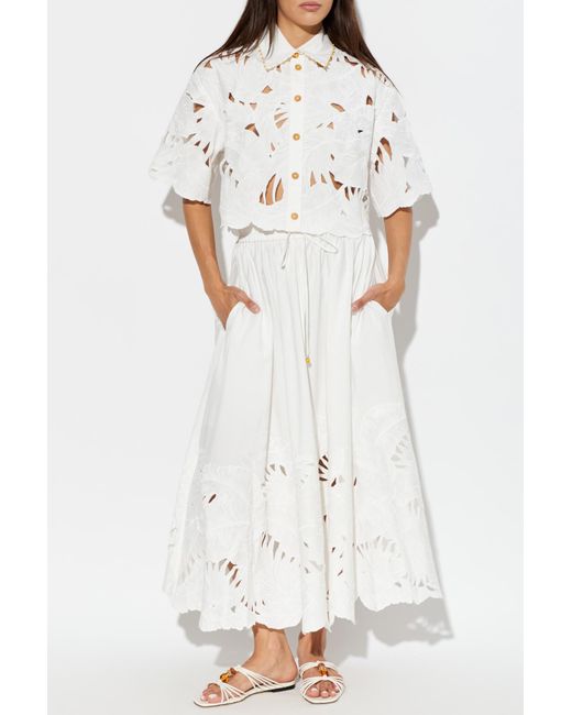 Zimmermann White Skirt With A Decorative Weave