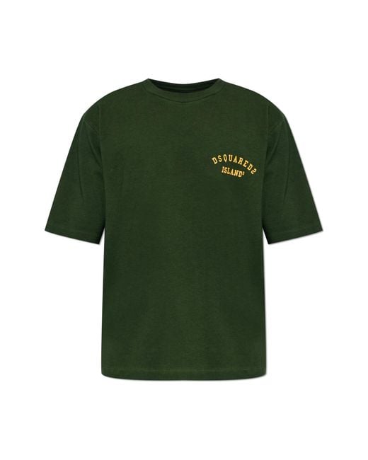 DSquared² Green T-Shirt With Logo for men