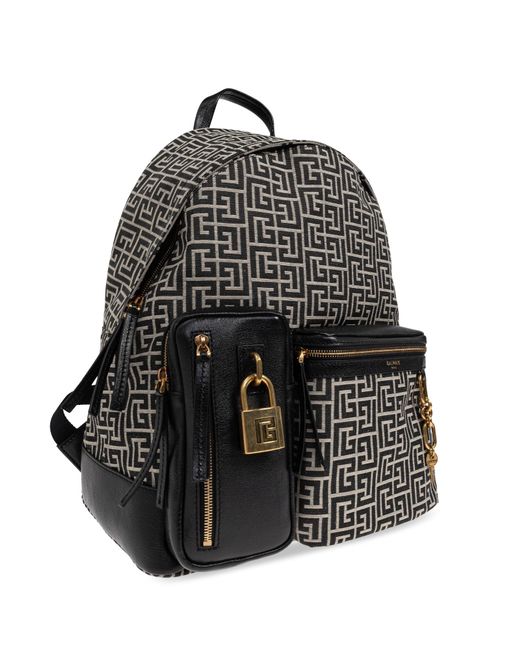 Balmain Black 'Pulse' Backpack With Monogram for men