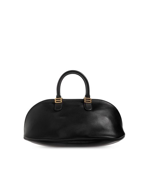 Balenciaga Black Leather Bag "Bolero Bowling Medium"