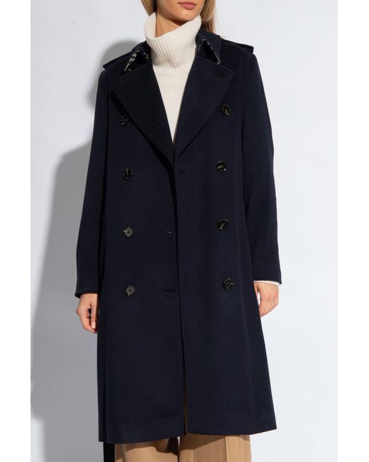 Burberry Blue Cashmere Trench Coat,