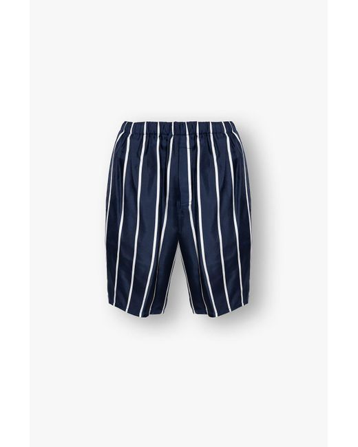 Ami Paris Silk Shorts in Blue | Lyst