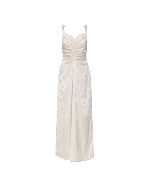 ROTATE BIRGER CHRISTENSEN White Satin Dress With Floral Motif