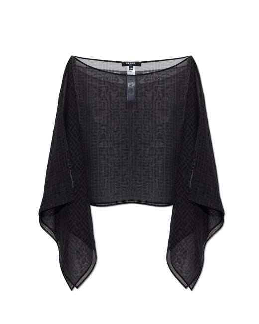 Balmain Black Silk Beach Poncho