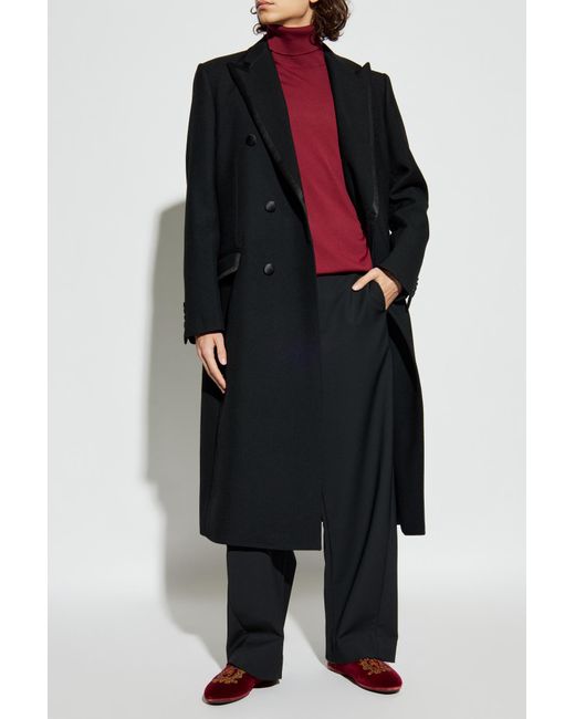 Dolce & Gabbana Black Turtleneck With Application With Logo for men
