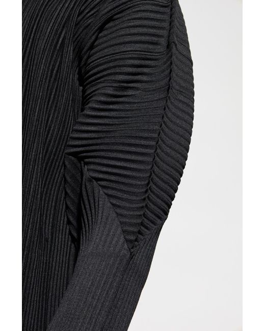 Homme Plissé Issey Miyake Black Pleated Zip-Up Sweater for men