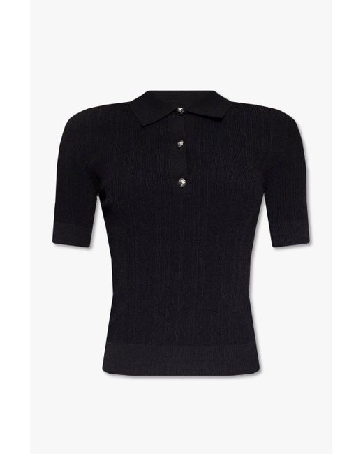 MICHAEL Michael Kors Ribbed Polo Shirt in Black | Lyst