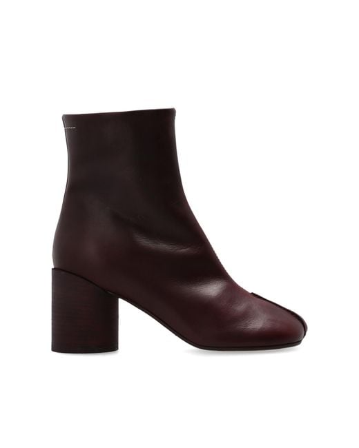 MM6 by Maison Martin Margiela Brown Leather Ankle Boots With Heels