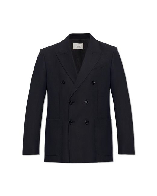 AMI Blue Double-breasted Blazer, for men