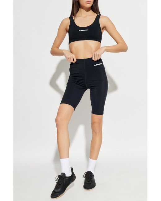 Jil Sander Blue Short Leggings With Logo