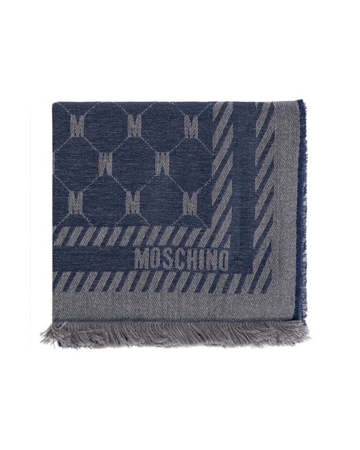 Moschino Blue Scarf With Monogram